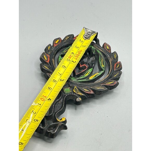 Vintage Wilton Painted Eagle Heart Trivet Small Collectible Trivet Cast Iron - Picture 7 of 8